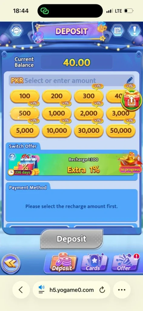 Yo Game Deposit
